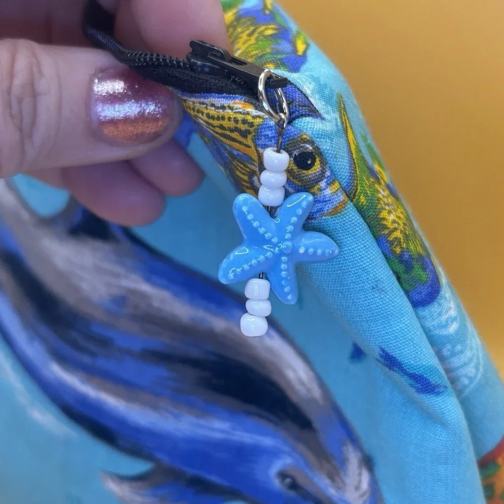 Beach Coral Fish Underwater Theme Make Up Toiletry Bag Zip vibrant blue clean